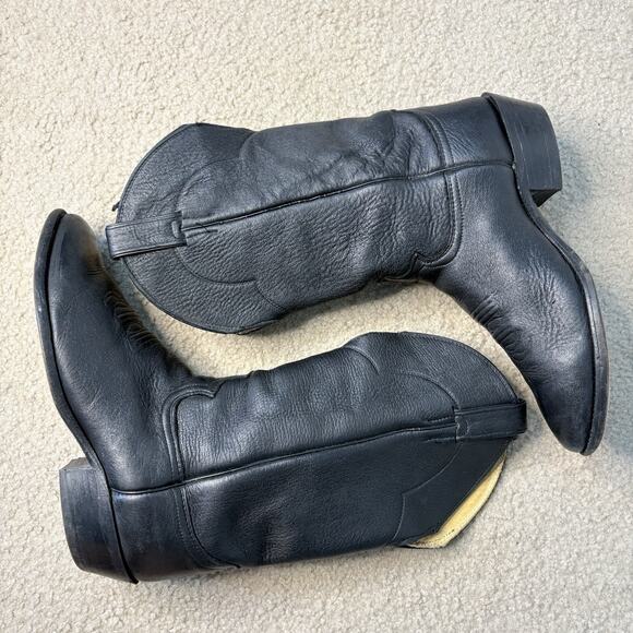 Justin Mens Cowboy Boots 1339 Leather USA Made Black Size 9.5EE Customized - Picture 7 of 10